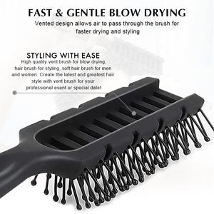 Escova de cabelo para salão de beleza, escova de cabelo preta profissional com ponta redonda - Product Image 2