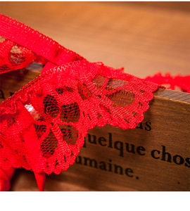 <span class=keywords><strong>Mutandine</strong></span> Sexy Erotiche in Pizzo Rosso a Forma di Rosa con Perle, Perizoma Floreale, Intimo Femminile, Slip a T - Product Image 3