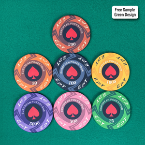 Fichas de Cerámica EPT de 39 mm con Calidad de <span class=keywords><strong>Casino</strong></span>, Número Personalizado, Regalos Corporativos, 10 g, Ficha de la European Poker Tour Personalizable para Club de Juegos - Product Image 1