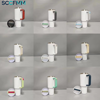 SCCFMM Gobelet isotherme mince 40oz vierge pour sublimation, en acier inoxydable, avec poignée colorée, bouteille d'eau pour voiture et de voyage, bouteille à bec