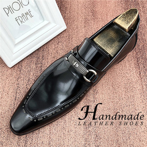 Chaussures en cuir pour hommes, à bout pointu, à enfiler, style montantes, pour le bureau et la carrière, en cuir véritable fait main - Product Image 4