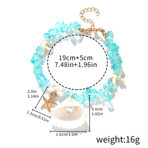Summer Beach Shell <b>Bracelet</b> With Imitation Pearls And Crushed Stone <b>Beads</b> For Women Party Jewelry - Product Image 4