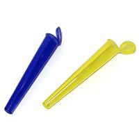 Tube conique compressible en PP de 109 mm, rouge, violet, orange, avec bouchon sécurité enfant, tube personnalisé avec impression sérigraphique et transfert thermique
