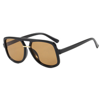 Lunettes de soleil pilote carrées rétro de luxe 2026 pour femme, double pont, grande monture, barre métallique décorative, style intemporel vintage