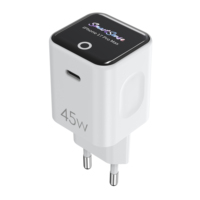 Chargeur mural USB-C 45W avec écran AI, prise EU, adaptateur d'alimentation à charge rapide avec affichage intelligent pour smartphone, tablette, usage quotidien