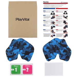 PlayVital - Almohadillas de Goma Suave con Textura Profesional Antideslizantes y Absorbentes del Sudor, Color Negro y Azul Camuflaje, para el Control de PS5 - Product Image 2