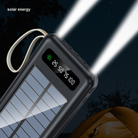 Batterie externe solaire 10000mAh 20000mAh 30000mAh avec support de téléphone et câbles intégrés 5V 2A Chargeur portable Powerbank