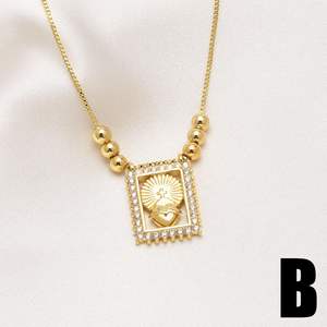 Super caliente blanco madre perla tallada Santa María corazón encanto collar oro doble Concha blanca collar Cristiano - Product Image 6