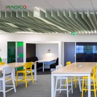 Panneaux acoustiques de plafond en PET, design ondulé, ignifuges, insonorisants, baffles de plafond suspendus pour les projets de bureaux, d'hôtels et d'écoles
