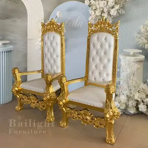 Wooden frame royal wedding living room Arabic style royal throne sofa chair