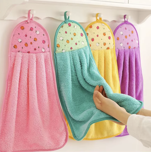 Soft Coral Velvet Microfiber <b>Hand</b> <b>Towel</b> and Dishcloths <b>Kitchen</b> and Bathroom Cleaning Accessories for Children - Product Image 1