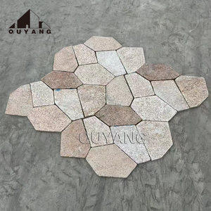 QUYANG Vente en gros de panneaux de pierre naturelle irrégulière fendue, carreaux muraux de culture beige, revêtement extérieur - Product Image 2