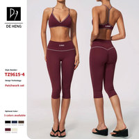Ensemble de yoga respirant pour femme, nouveau design personnalisé, avec soutien-gorge de yoga à col en V et dos en Y et pantalon capri taille haute effet push-up