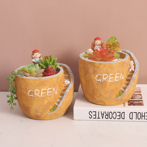 Pot à Succulentes Créatif en Résine Style Rustique, Petit Pot de Jardinage <span class=keywords><strong>DIY</strong></span> pour <span class=keywords><strong>Balcon</strong></span>, Pot de Plantes Vertes de Bureau, Vente en Gros - Product Image 1