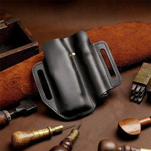 Sacoche de travail multifonctionnelle en cuir de vachette véritable, robuste, à double compartiment, avec bandoulière réglable - Product Image 5