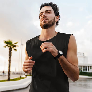 Camiseta sin mangas unisex al por mayor, 100% algodón, gruesa, cuello redondo, ajuste holgado, chaleco deportivo, camiseta cómoda para hombre - Product Image 2