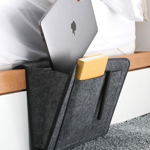 Felt Bedside Hanging Storage Bag for Bedroom-Minimalist Modern Design Organizes Phone Remote & Miscellaneous Items