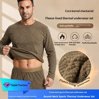 Ensemble de sous-vêtements thermiques sportifs d'hiver pour hommes en polaire, 100 % fibre de bambou, haut et pantalon de sport, couche de base pour le cyclisme