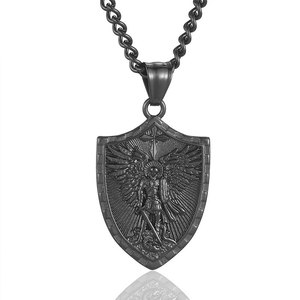 Collier pendentif ange en acier inoxydable 316 plaqué or 14k 18k, style médiéval vintage, résistant à l'eau et inaltérable, pour homme - Product Image 5