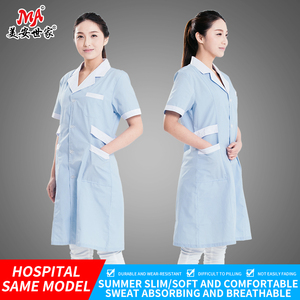 Bata de laboratorio de algodón y poliéster de manga corta para hombres y mujeres, uniforme de hospital universal para médicos y enfermeras, Top de verano - Product Image 3
