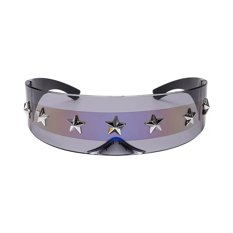 2023 Handmade Star Style Anti-Uv Luxury Unisex Sun Glasses Space Futuristic Y2k Silver Transparent Sports Sunglasses For Men