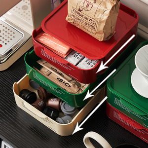 <b>Stackable</b> Desktop <b>Storage</b> <b>Box</b> Rectangle Solid Color Red Green White Office Organizer Drawer Cabinet For Stationery Students - Product Image 3