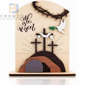 <span class=keywords><strong>Cruz</strong></span> <span class=keywords><strong>de</strong></span> madera rústica escena <span class=keywords><strong>de</strong></span> resurrección madera Jesús Tumba Vacía recortes para Iglesia hogar Pascua decoración cristiana adornos regalo - Product Image 1