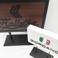 Signalétique de comptoir en bois personnalisée, idéale pour les magasins de détail, signalétique publicitaire double face avec logo, bloc POS