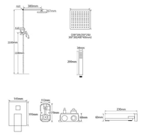 Ensemble de Douche Mural Encastré de Luxe Nordique Moderne et Minimaliste, Colonne de Douche Mitigeur en Laiton Noir Mat de 10 Pouces pour Salle de Bain