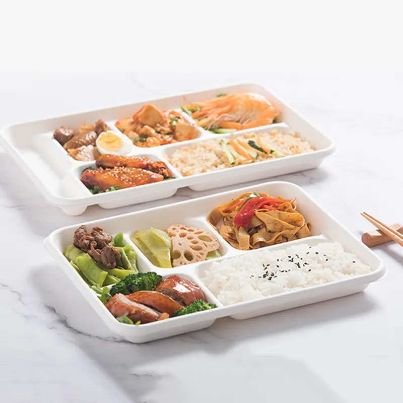 Take Out Food Packaging Bento Box Take Away Sugarcane Bagasse Pulp Lunch Container