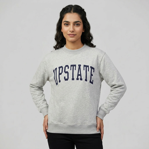 เสื้อสเวตเชิ้ตคอกลม Upstate ทรงปกติ ยูนิเซ็กซ์ สีเทา ผ้าฝ้าย 100% เฟรนช์เทอร์รี่ สวมใส่สบายๆ สำหรับฤดูใบไม้ร่วง CLUSH SPORTS - Product Image 1