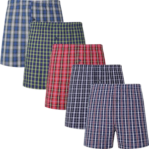 Men's 100% Cotton Plaid <b>Boxer</b> Shorts Classic Rise Breathable Anti-Bacterial Knitted Fabric Machine Washable Adult Size Waist - Product Image 1