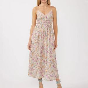 Robe longue en rayonne 100% à imprimé personnalisé de style hawaïen, motif floral tropical pour femme, robe de soleil pour les vacances - Product Image 2