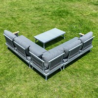 Ensemble de canapés d'extérieur en forme de L KD Design, gain de place, en aluminium, avec tressage en corde, pour balcon et villa
