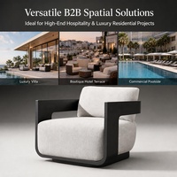 Ensemble de canapés d'extérieur de luxe, modernes, durables, avec structure en aluminium, confortables, imperméables et résistants aux UV, avec table basse, pour hôtel, villa, cour.