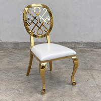 Chaise de banquet ovale en acier inoxydable doré avec nœud diamanté et assise en PU pour mariage – Vente en gros