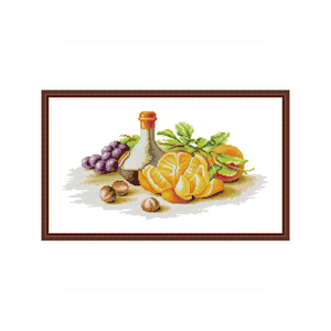 Kit de <span class=keywords><strong>Broderie</strong></span> Point de Croix Motif Fruits et Vin HD 16/14/11CT, Tissu Aida Pré-imprimé ou à Broder, Ensemble d'Artisanat Artistique, <span class=keywords><strong>Toile</strong></span> à Broder - Product Image 1
