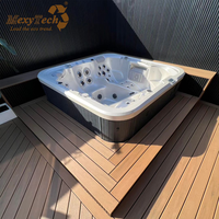 Plancher de terrasse en bois-plastique imperméable MexyTech de différentes tailles pour piscine, terrasse en WPC, revêtement en teck