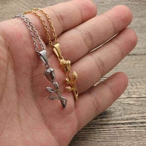 Yunnique – collier avec pendentif fleur rose, en alliage de Zinc, bijoux cadeau unisexe - Product Image 3