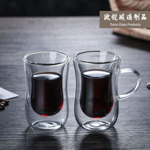 Gobelet en verre à double paroi, taille fine, isolé, pour café, jus, lait, usage adulte et fêtes - Product Image 2