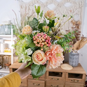 Bouquet de fleurs artificielles CallaFloral, mélange de roses, tissu tissé en plastique, décoration d'intérieur, accessoires de mariage CF01481A - Product Image 2