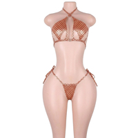 Tenue de danse exotique scintillante avec strass effet écailles de poisson, ensemble G-string holographique pour festival et rave