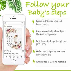 Soft Floral <strong>Memory</strong> <strong>Blankets</strong> Girls Boys Cute Photo Background <strong>Blankets</strong> White Baby Monthly Milestone <strong>Blankets</strong> - Product Image 3