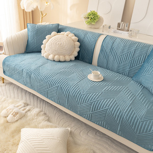 <b>Sofa</b> Cushions Solid Color Flannel 145-185cm Quilted Non-Slip All Season <b>Sofa</b> <b>Covers</b> Pad Type Machine Washable - Product Image 4