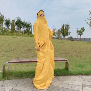 Abaya de prière une pièce pour Ramadan Robe <span class=keywords><strong>hijab</strong></span> musulmane en satin doux de Dubaï Robe caftan Robe longue Khimar vêtements islamiques Abaya <span class=keywords><strong>Djellaba</strong></span> - Product Image 6