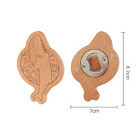 Décapsuleur en bois massif écologique en forme de baleine, multifonctionnel, aimant de réfrigérateur, vente en gros fabricant, Noël, Remise de diplôme
