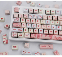 Clavier mécanique personnalisé avec des touches de clavier en PBT de profil XDA, crème rose fraise, 133 touches, collection de touches de clavier