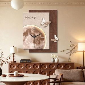 Horloge murale rétro <span class=keywords><strong>de</strong></span> style médiéval, <span class=keywords><strong>peinture</strong></span> nostalgique, motifs papillon et lune, art décoratif 3D en grès pour salons - Product Image 2
