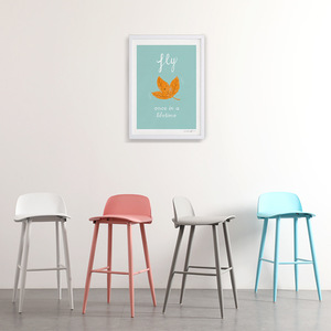 Tabouret de bar créatif nordique 60 cm, chaise haute en plastique, design moderne minimaliste, structure métallique, tabouret de comptoir à usage commercial - Product Image 2