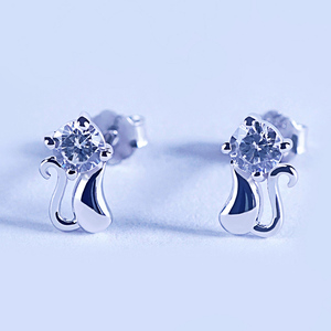 Orecchini a bottone in argento Sterling 925 con zirconi graziosi orecchini estivi alla moda per animali domestici per ragazze piccole borchie in pietra - Product Image 3